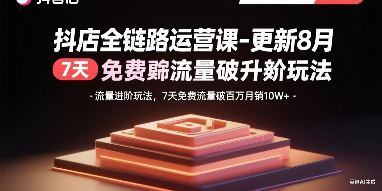 抖店全链路运营课-更新8月：流量进阶玩法，7天免费流量破百万月销10W+-shlyzo