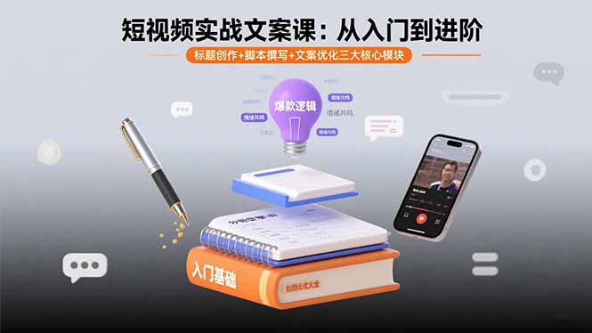 短视频实战文案课：从入门到进阶 标题创作+脚本撰写+文案优化三大核心模块-shlyzo