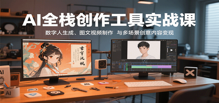 AI全栈创作工具实战课：数字人生成、图文视频制作与多场景创意内容变现-shlyzo