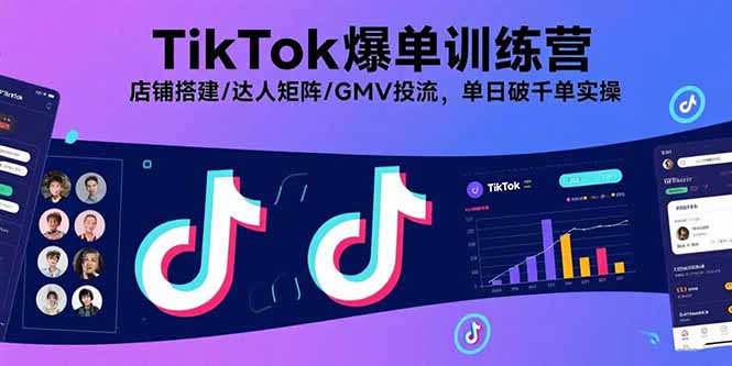 TikTok爆单训练营，店铺搭建/达人矩阵/GMV投流，单日破千单实操-shlyzo