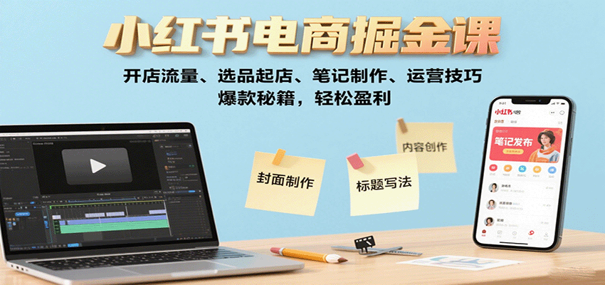 小红书电商掘金课：开店流量、选品起店、笔记制作、运营技巧，爆款秘籍，轻松盈利-shlyzo