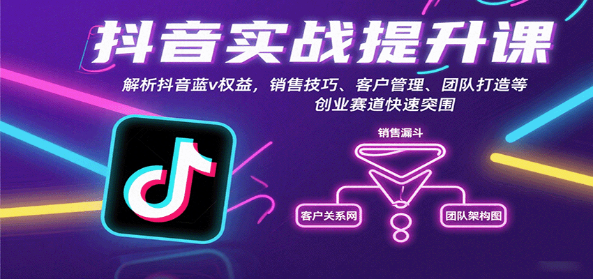 抖音实战提升课：解析抖音蓝v权益，销售技巧、客户管理、团队打造等创业赛道快速突围-shlyzo