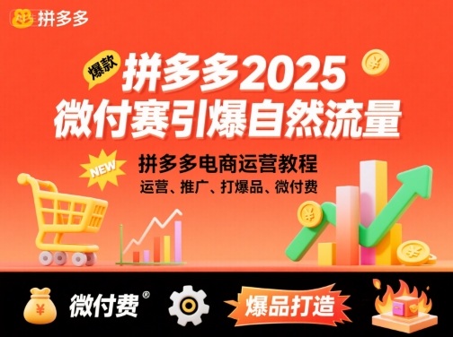 拼多多2025微付赛引爆自然流量，拼多多电商运营教程，运营、推广、打爆品、微付费-shlyzo
