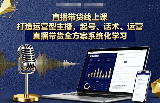 直播带货线上课，打造运营型主播，起号、话术、运营，直播带货全方案系统化学习-shlyzo