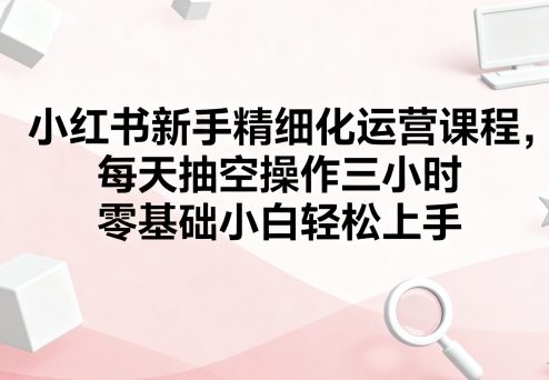 小红书新手精细化运营课程，每天抽空操作三小时，零基础小白轻松上手-shlyzo
