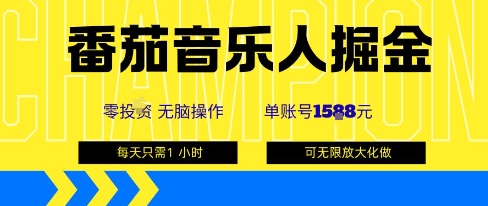 番茄音乐人掘金，单账号最高可撸1k+，可无限矩阵去做，零投入-shlyzo