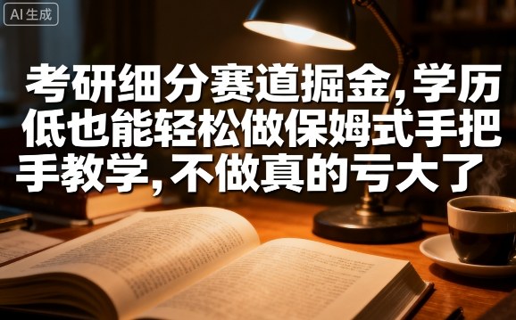 考研细分赛道掘金，日入1k+，学历低也能轻松做保姆式手把手教学，不做真的亏大了【揭秘】-shlyzo