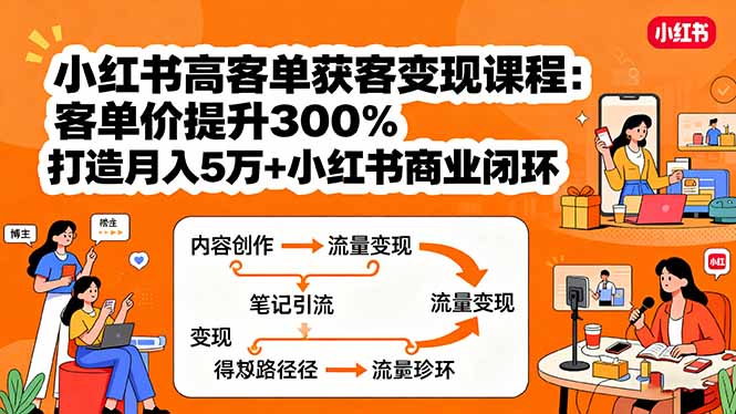 小红书高客单获客变现课程：客单价提升300%，打造月入10万+小红书商业闭环-shlyzo