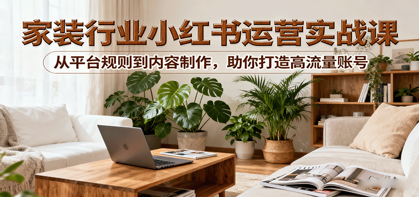 小红书家装行业运营实战课：从平台规则到内容制作，助你打造高流量账号-shlyzo