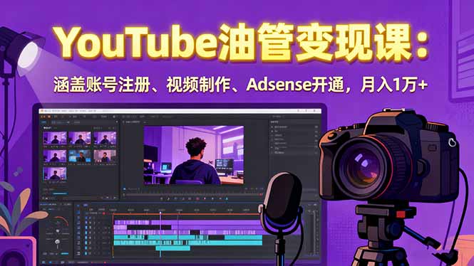 2025YouTube油管变现课：涵盖账号注册、视频制作、Adsense开通，月入1万+-shlyzo