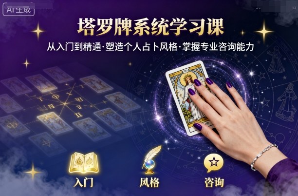 塔罗牌系统学习课，助你从入门到精通，塑造个人占卜风格，掌握专业咨询能力-shlyzo