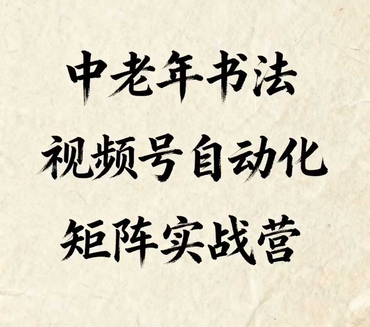 中老年书法视频号自动化矩阵实战营，一套自动化流程玩转中老年书法视频号矩阵-shlyzo