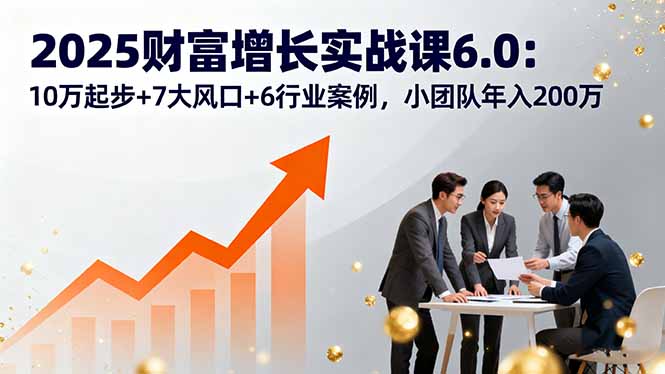 2025财富增长实战课6.0：10万起步+7大风口+6行业案例，小团队年入200万-shlyzo