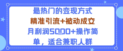 小众赛道玩法：当下最热门的变现方式，精准引流+被动成交月利润5k+操作简单，适合兼职人群-shlyzo