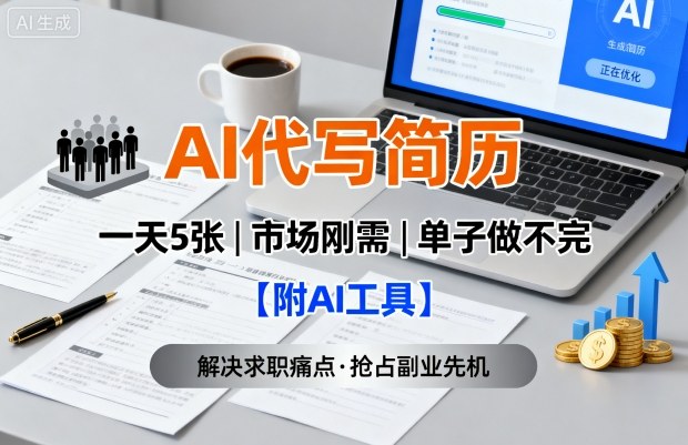 AI代写简历，一天5张，今年找工作难，市场刚需，单子做不完【附AI工具】-shlyzo