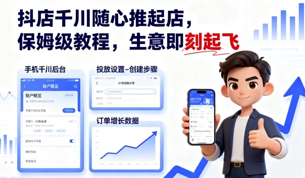抖店千川随心推起店，保姆级教程，生意即刻起飞-shlyzo