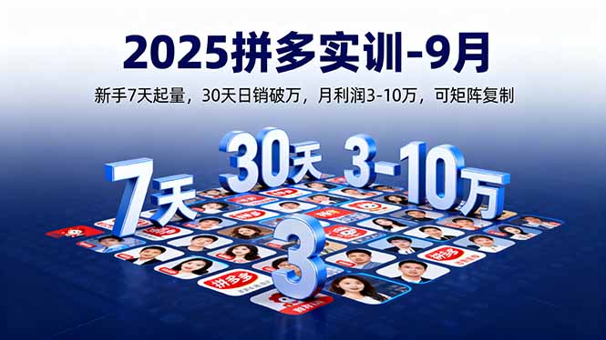2025拼多多实训-9月：新手7天起量,30天日销破万,月利润3-10万,可矩阵复制-shlyzo
