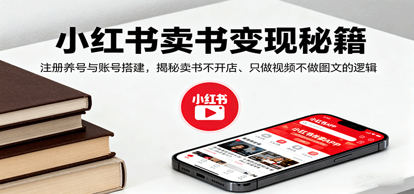 小红书卖书变现秘籍，注册养号与账号搭建，揭秘卖书不开店、只做视频不做图文的逻辑-shlyzo