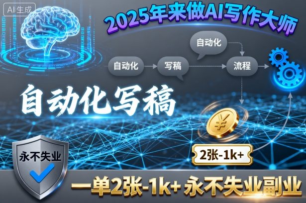 2025年来做AI写作大师，自动化写稿，一单2张-1k+，永不失业副业-shlyzo
