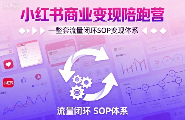 小红书商业变现陪跑营，轻IP矩阵 私域获客 聚光投流，一整套流量闭环SOP变现体系-shlyzo