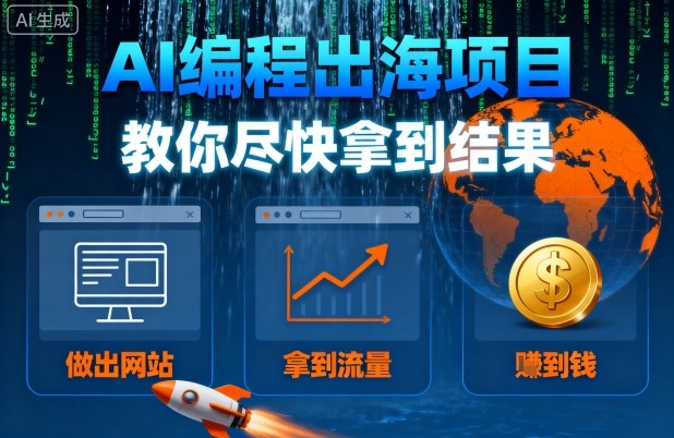 AI编程出海项目，教你尽快拿到结果-做出网站、拿到流量、賺到钱-shlyzo