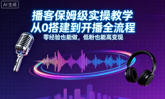 播客保姆级实操教学，从0搭建到开播全流程，零经验也能做，低粉也能高变现-shlyzo