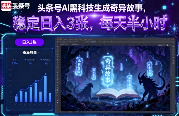 头条号AI黑科技生成奇异故事，稳定日入3张，每天半小时-shlyzo