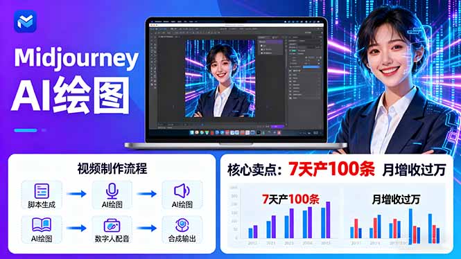AI绘图照片开口说话视频制作：Midjourney+数字人，7天产100条月增收过万-shlyzo