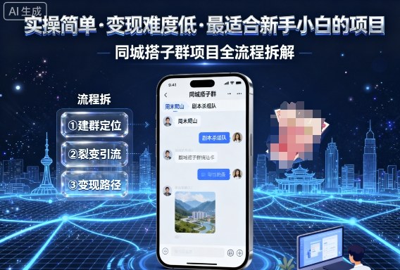 实操简单，变现难度低，最适合新手小白做的项目，每天轻松收入3张，同城搭子群项目全流程拆解-shlyzo