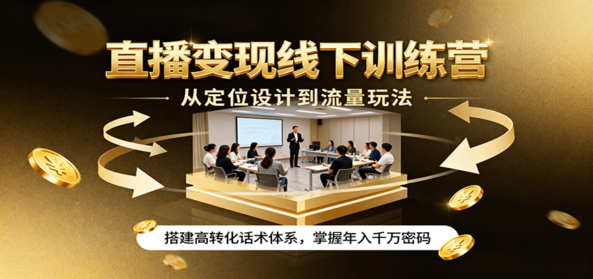 直播变现线下训练营，从定位设计到流量玩法，搭建高转化话术体系，掌握年入千万密码-shlyzo