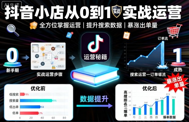 抖音小店从0到1实战运营，帮你全方位掌握小店运营，提升搜索数据与出单量-shlyzo