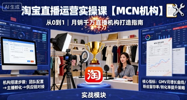 淘宝直播运营实操课【MCN机构】，从0到1做一家月销千W的直播机构-shlyzo