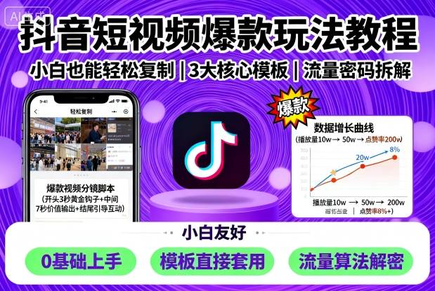 抖音短视频爆款玩法教程，小白也能轻松复制-shlyzo