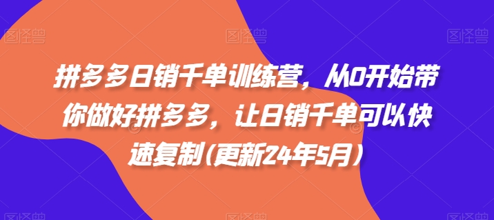 拼多多日销千单训练营，从0开始带你做好拼多多，让日销千单可以快速复制(更新25年9月)-shlyzo