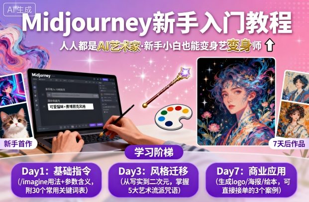 midjourney新手入门教程：人人都是AI艺术家，新手小白也能变身艺术大师-shlyzo