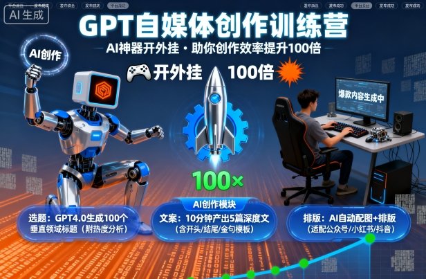 GPT自媒体创作训练营：AI神器开外挂，助你创作效率提升100倍-shlyzo