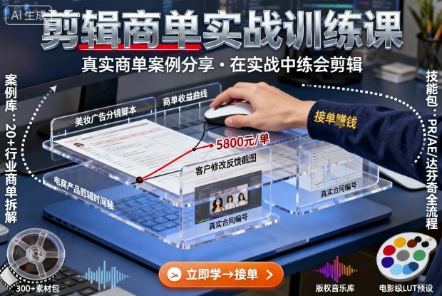 剪辑商单实战训练课，真实商单案例分享，在实战中练会剪辑-shlyzo