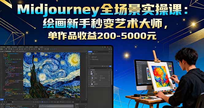 Midjourney全场景实操课：绘画新手秒变艺术大师，单作品收益200-5000元-shlyzo