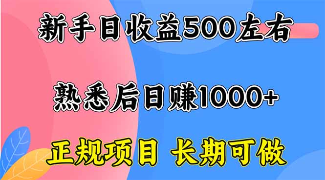 新手日收益500+ 正规项目 长期可做-shlyzo