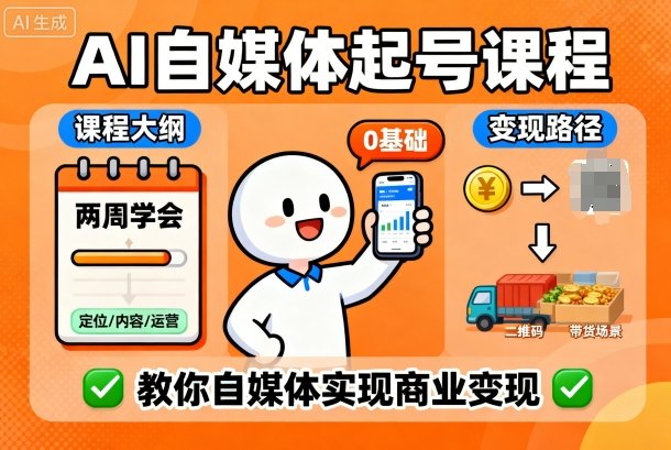 AI自媒体起号课程，0基础小白两周学会，教你自媒体实现商业变现-shlyzo