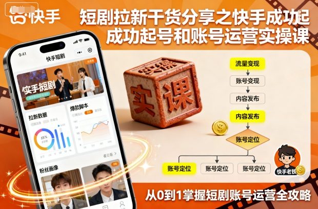 短剧拉新干货分享之快手成功起号和账号运营实操课-shlyzo