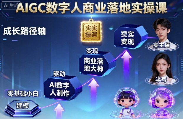 AIGC数字人商业落地实操课，从零基础小白到AI数字人大神-shlyzo