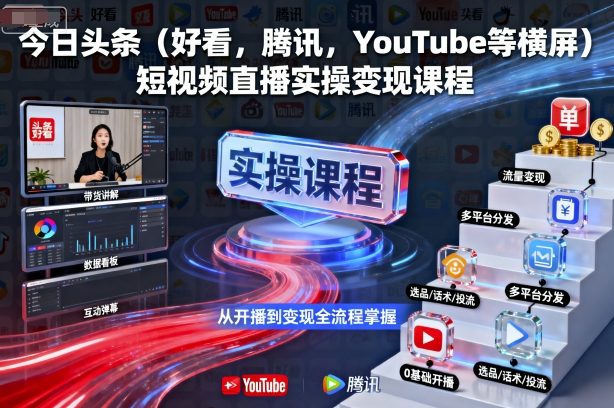 今日头条(好看，腾讯，YouTube等横屏)短视频直播实操变现课程-shlyzo