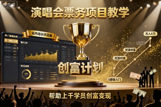 演唱会票务项目教学，业内培训天花板，帮助上千学员创富变现-shlyzo