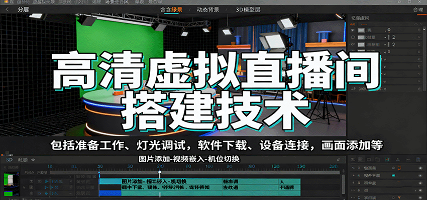 高清虚拟直播间搭建技术，包括准备工作、灯光调试，软件下载、设备连接，画面添加等-shlyzo