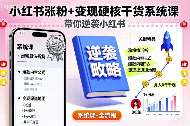 小红书涨粉+变现硬核干货系统课，带你逆袭小红书-shlyzo