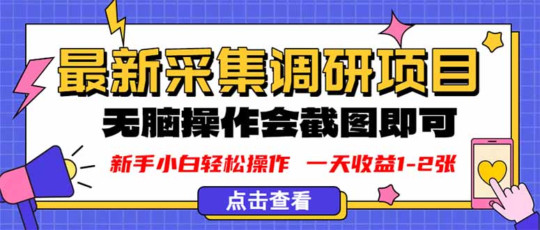 新版采集调研项目，截图上传即可，无脑操作，日收益1-2张-shlyzo