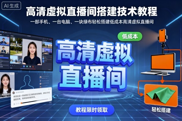 高清虚拟直播间搭建技术教程，一部手机、一台电脑、一块绿布轻松搭建低成本高清虚拟直播间-shlyzo